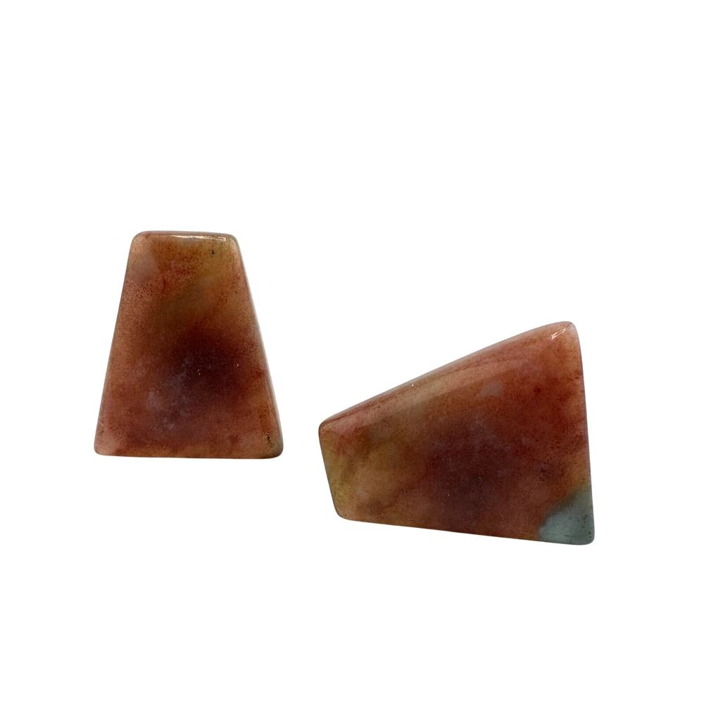 Vintage Indian Agate Pink Green Red Stone Handmade Artisan Silver Tone Cufflinks